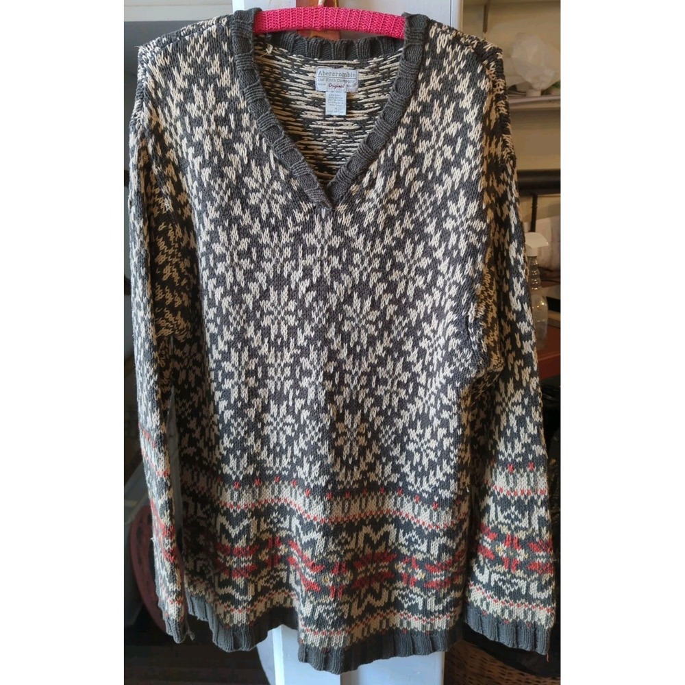 Men's Vintage Abercrombie And Fitch Beautiful Knitted Cable Knit Sweater Size M